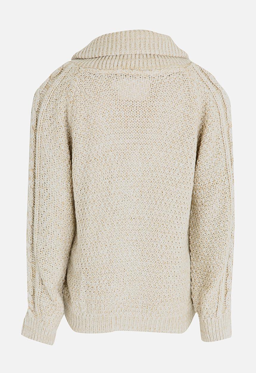 See-Saw - Cable Front Button Up Cardigan Milk