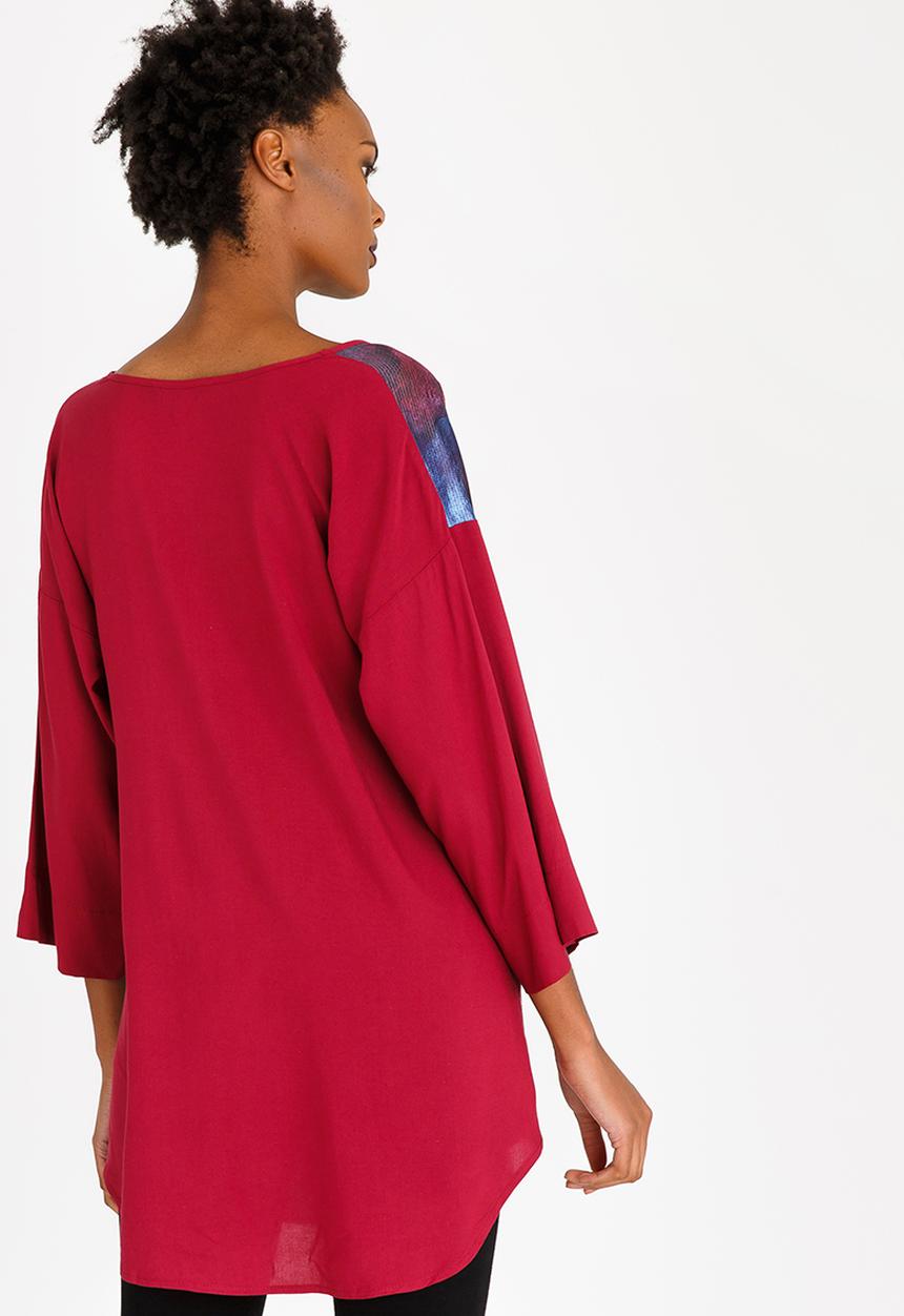 Cheryl Arthur - Digital Printed Blouse Red