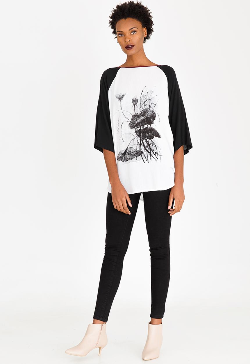 Cheryl Arthur - Botanical Print Top White