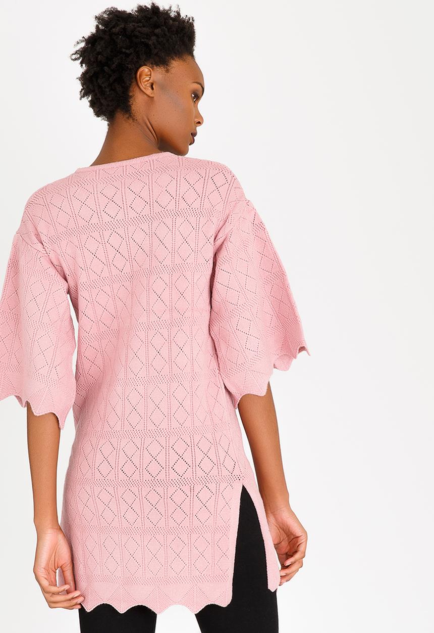 CRAVE - Bell Sleeve Knit Tunic Pale Pink