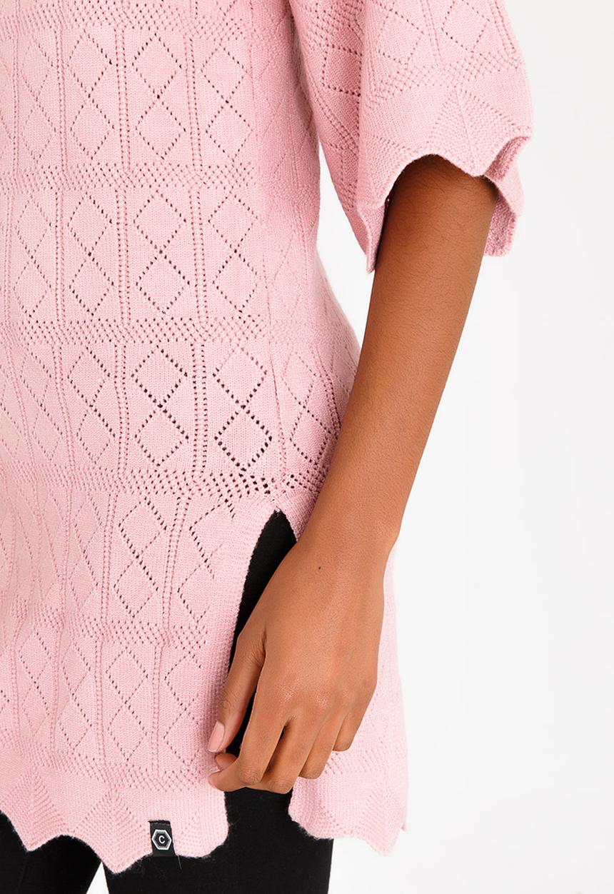 CRAVE - Bell Sleeve Knit Tunic Pale Pink