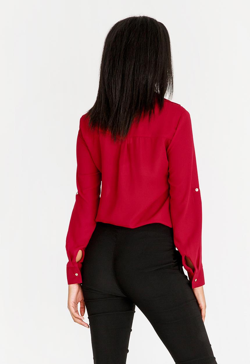 edit - Blouse with Concealed Button Stand Red