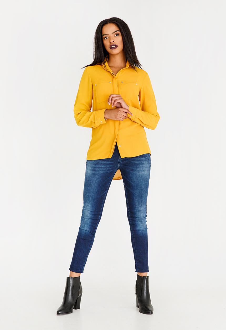 edit - Blouse with Concealed Button Stand Yellow