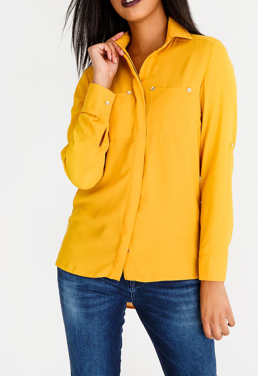 edit - Blouse with Concealed Button Stand Yellow