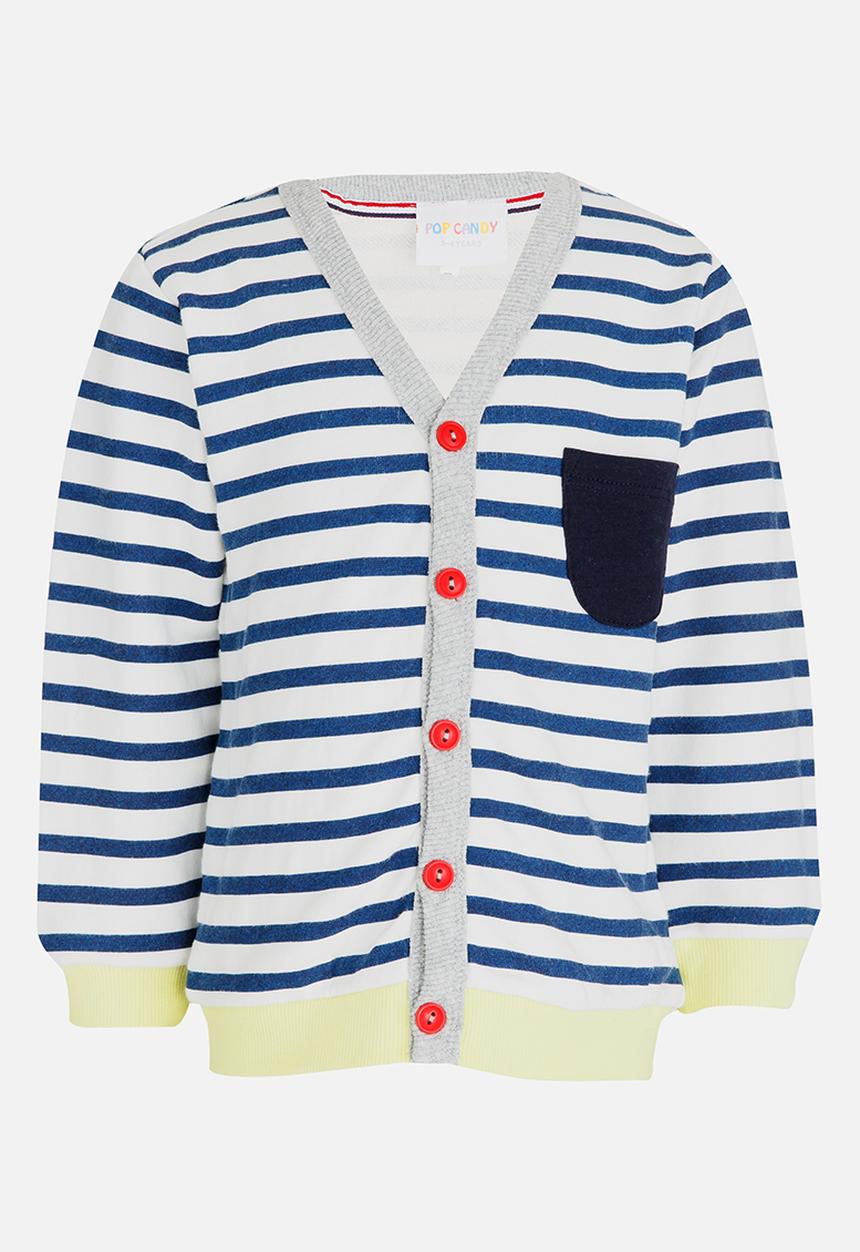 Pop Candy - Stripe Cardigan Navy