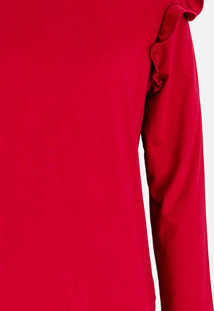 Pop Candy - Arm Frill Top Maroon