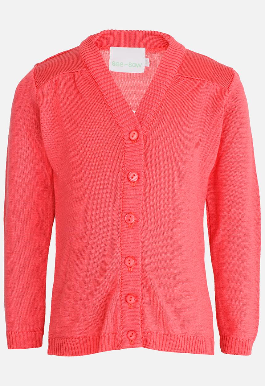 See-Saw - V-Neck Cardigan Mid Pink