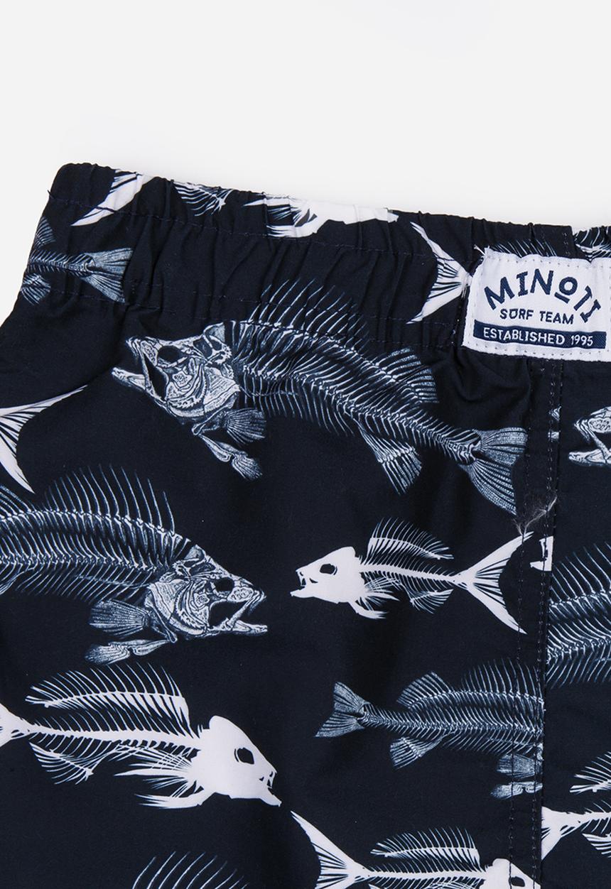 MINOTI - Fish AOP Swimshorts Black and White