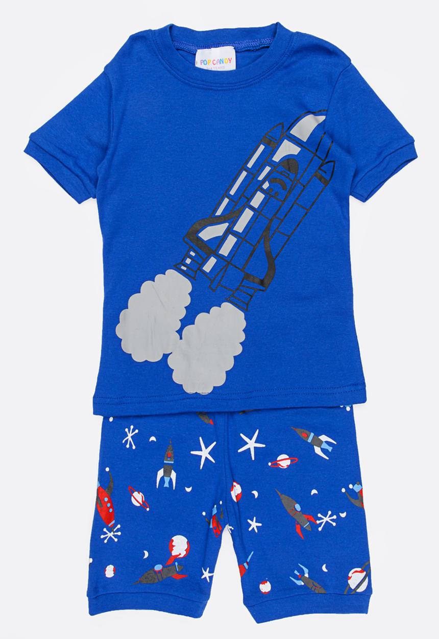 Pop Candy - Short Sleeve Printed Pj Set - Blue
