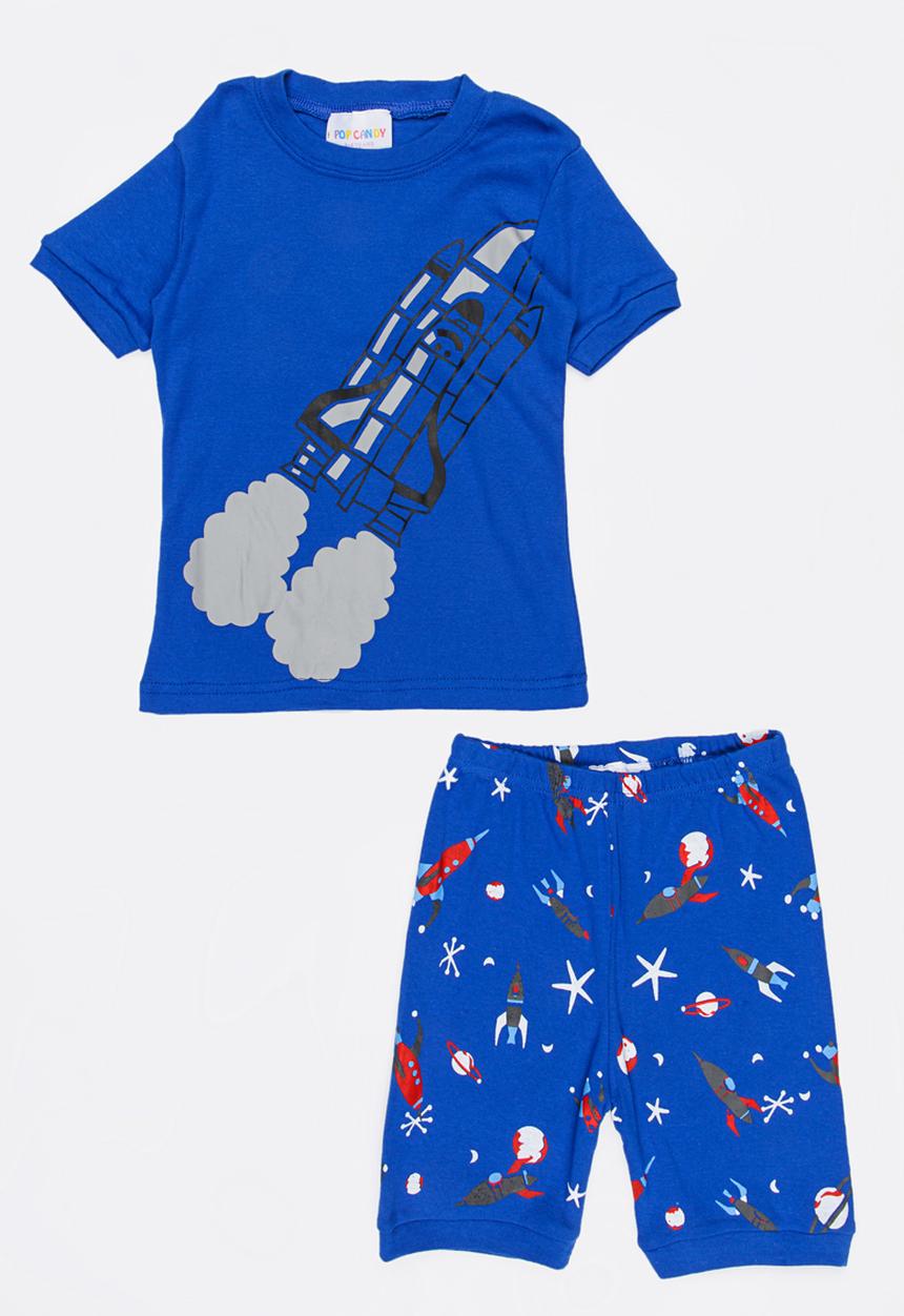 Pop Candy - Short Sleeve Printed Pj Set - Blue