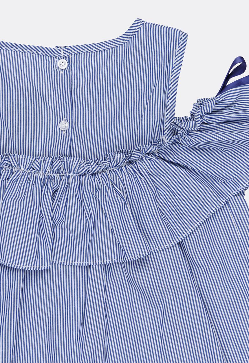 Pop Candy - Cold Shoulder Frill Top Pale Blue