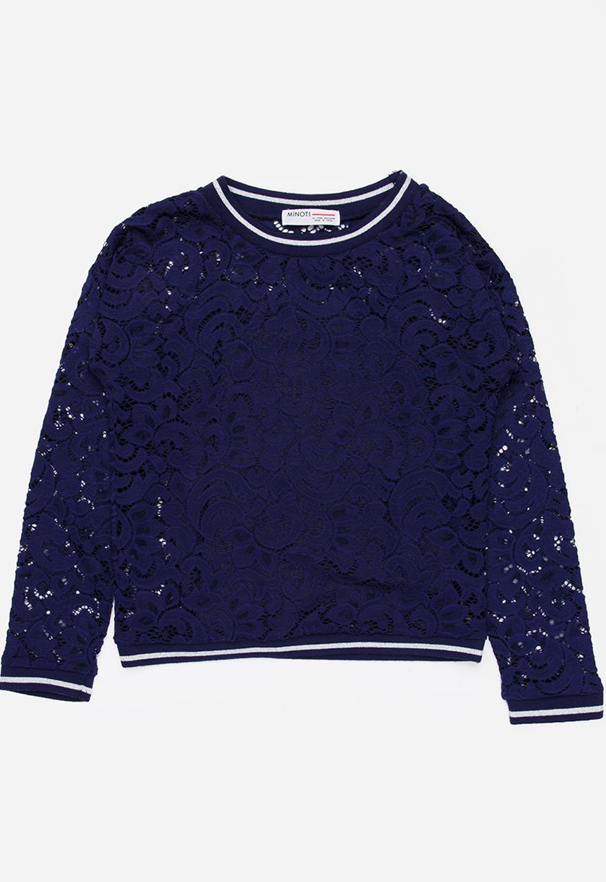 MINOTI - Rebel Lace Drop Shoulder Jumper Dark Blue