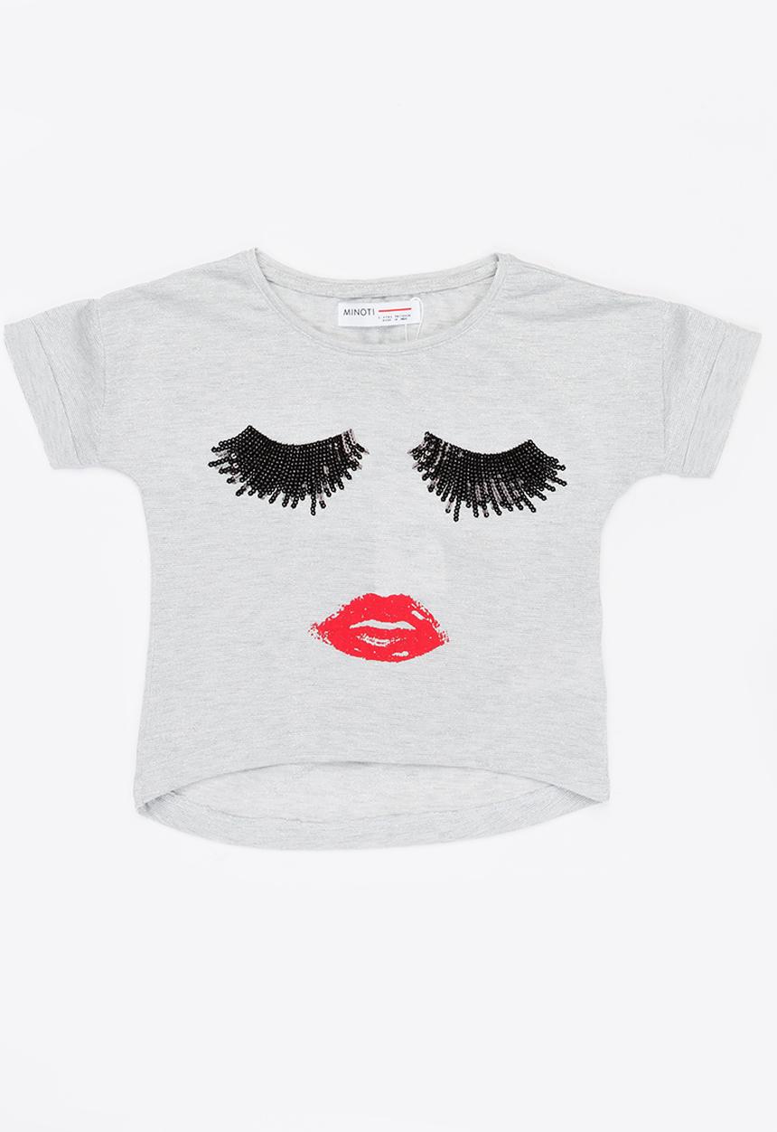 MINOTI - Rebel Lurex Printed Top Grey