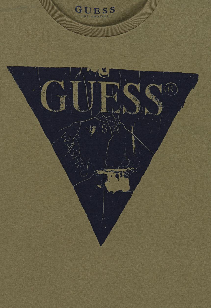GUESS - Cracked Tri Printed Tee Khaki Green