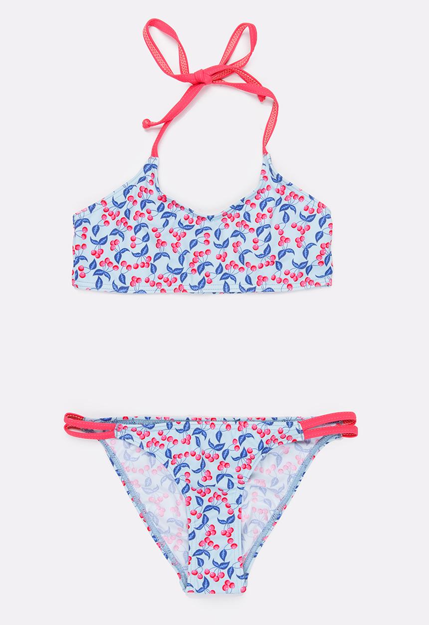 Sun Things - Mint Cherry Bralet & Strappy Bottom Set Multi-colour