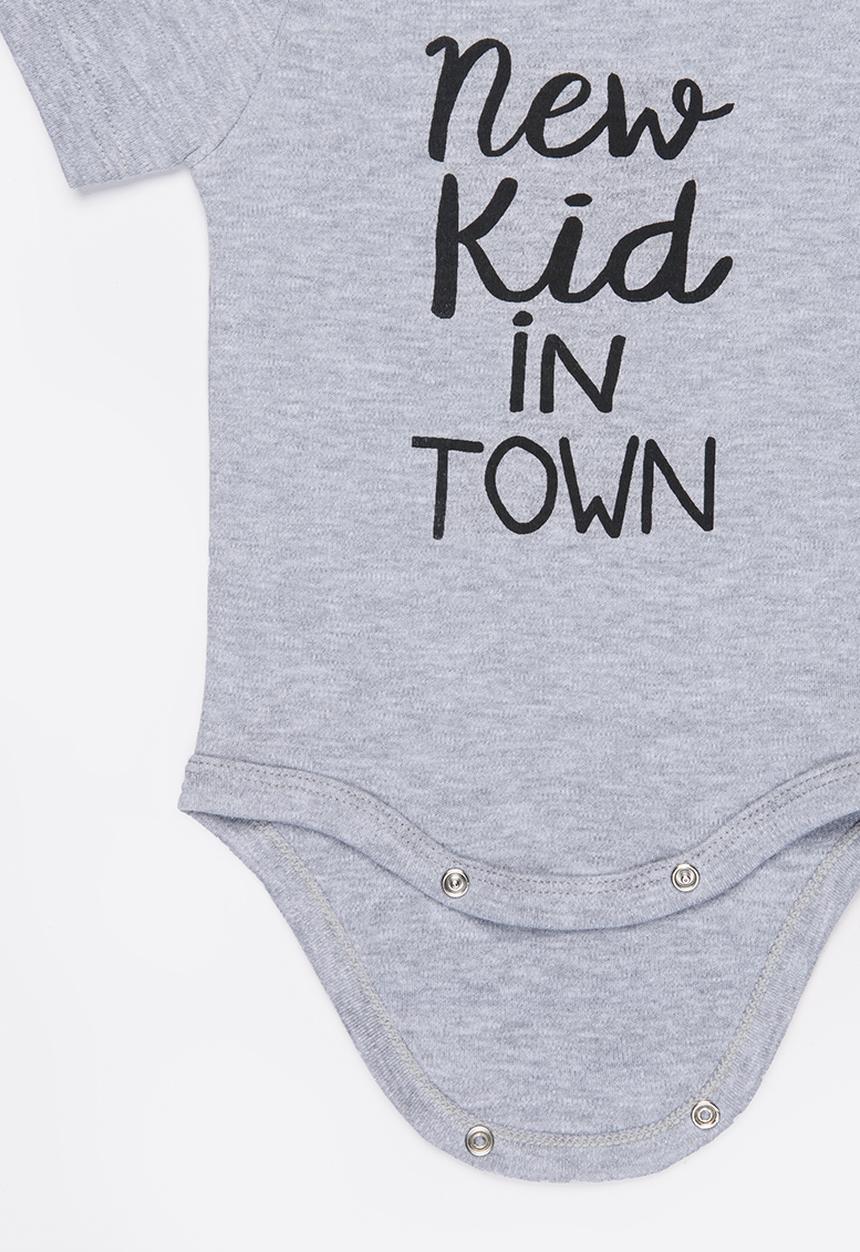 Funky Shop - New kid in town baby grow- grey 