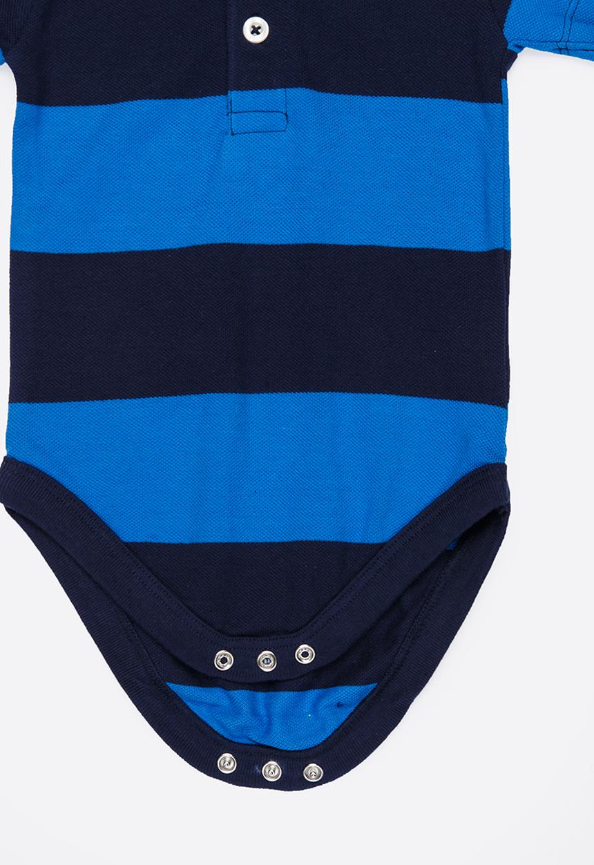 MINOTI - Holiday Stripe Pique Bodysuit Blue