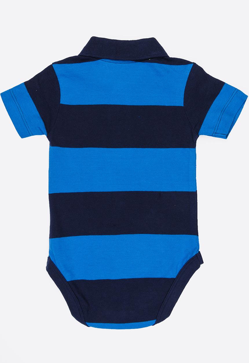 MINOTI - Holiday Stripe Pique Bodysuit Blue