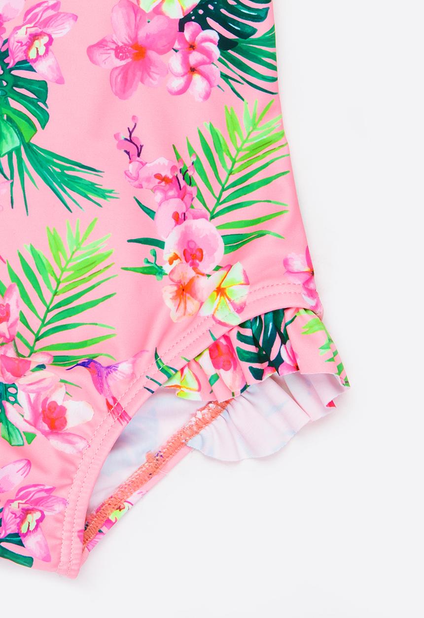 MINOTI - 1 Piece AOP Swimsuit with Racer Back and Frill det Multi-colour
