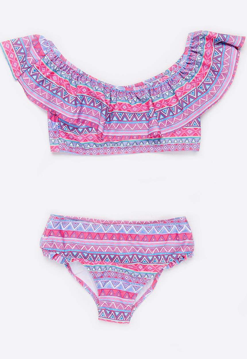 MINOTI - Bikini 2 Piece Off the Shoulder Frilled Bikini Set Multi-colour