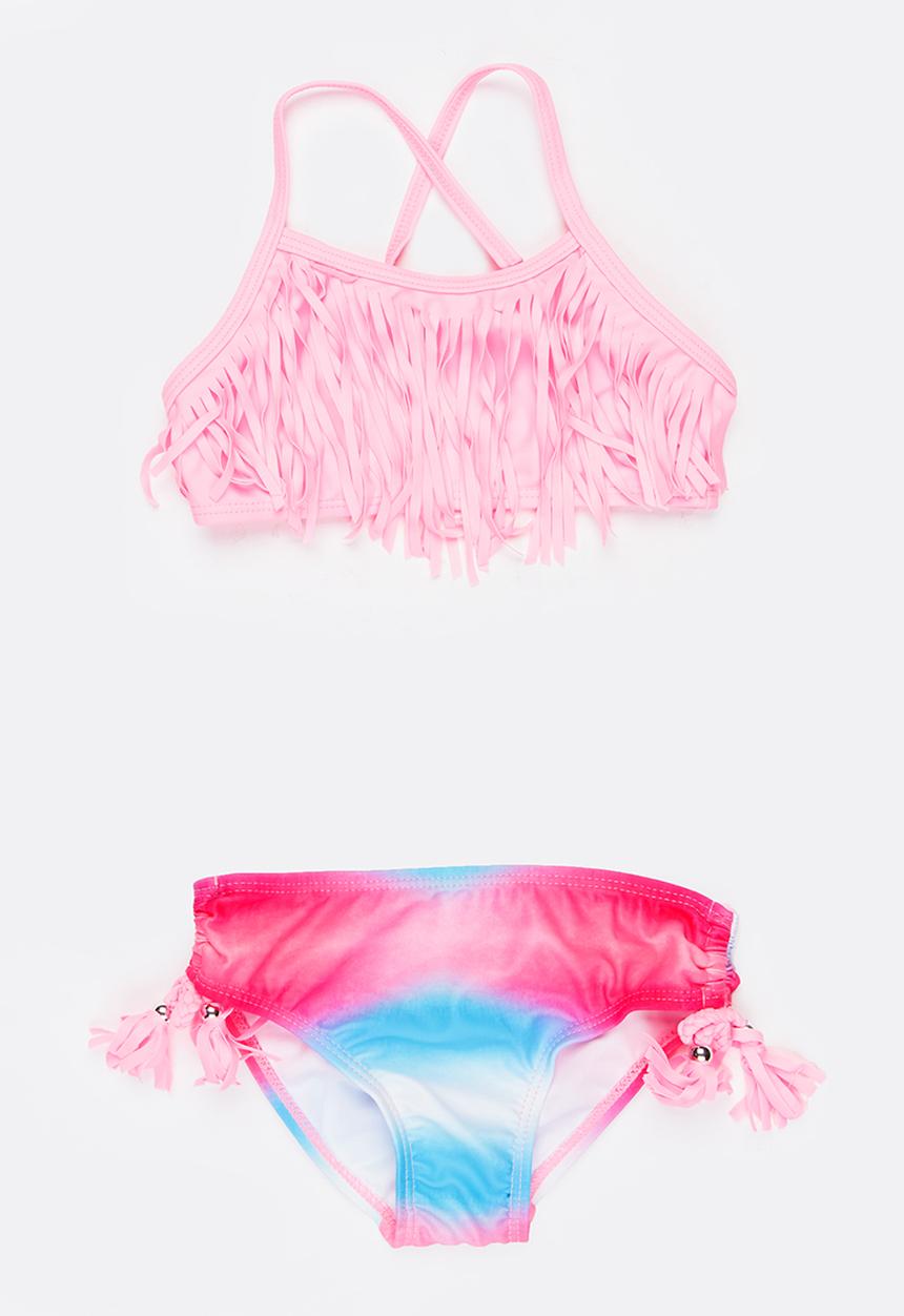 MINOTI - Bikini 2 Piece Fringe Laser Cut Set Mid Pink