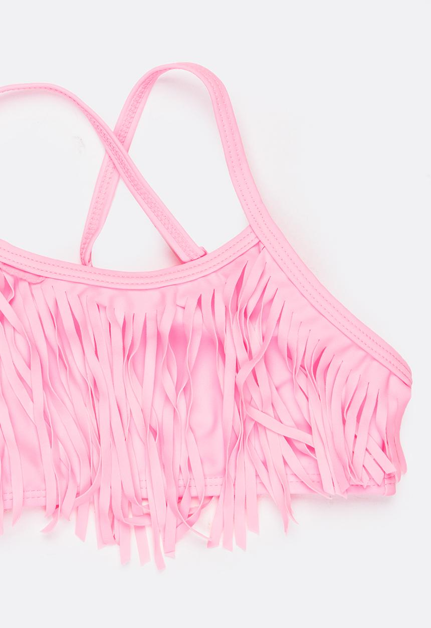 MINOTI - Bikini 2 Piece Fringe Laser Cut Set Mid Pink