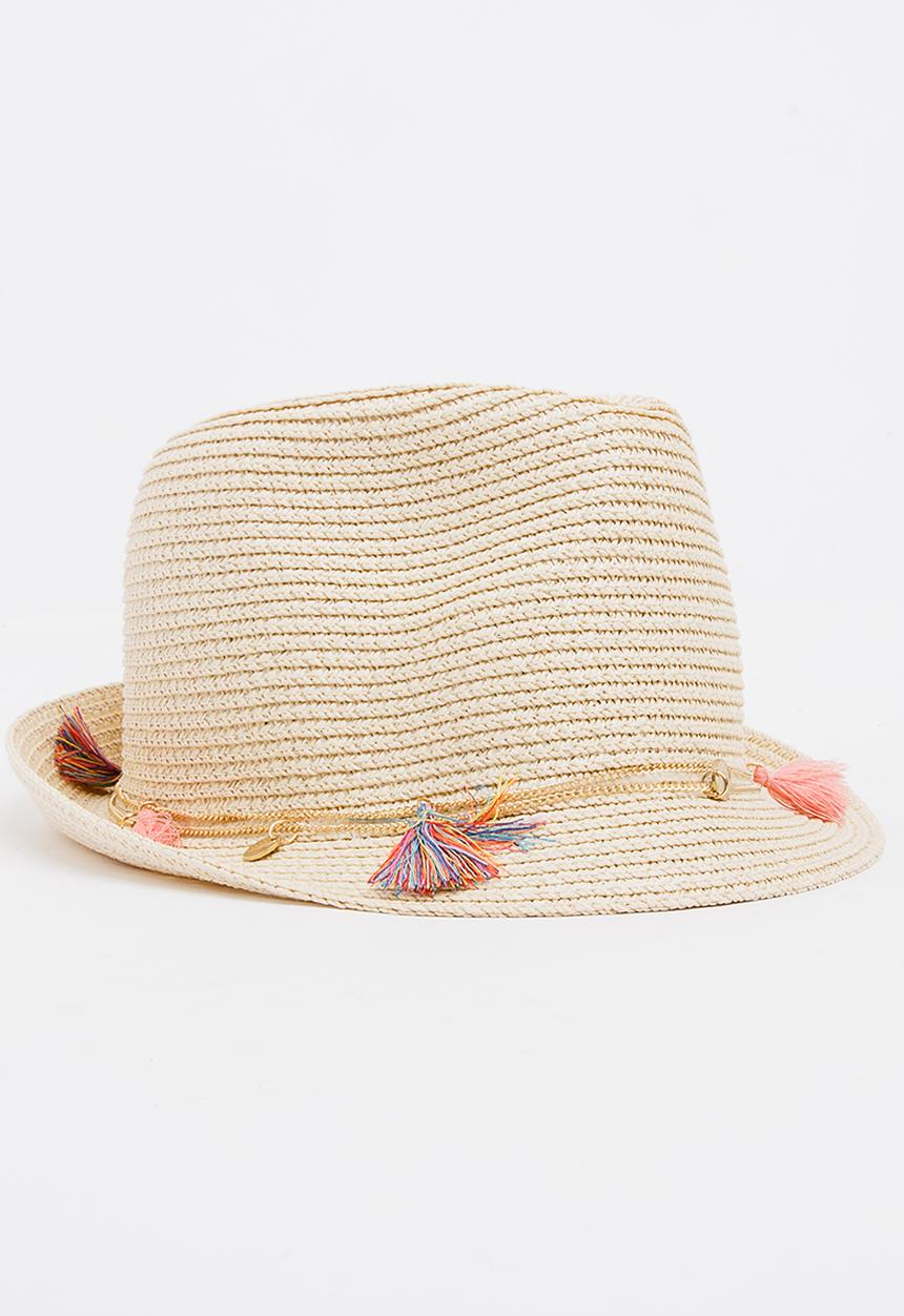 Pop Candy - Straw Fedora Hats Cream
