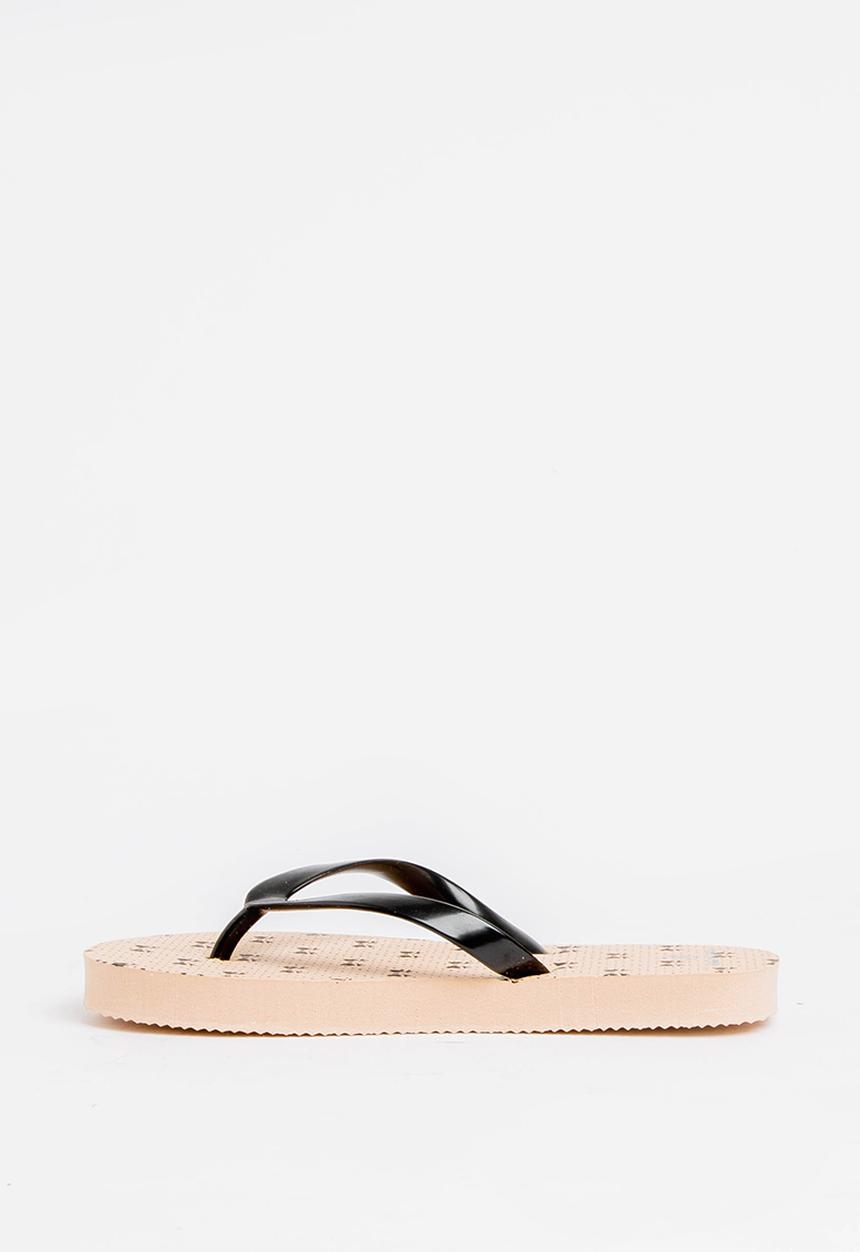 Pop Candy - Printed flip flops - beige & black 