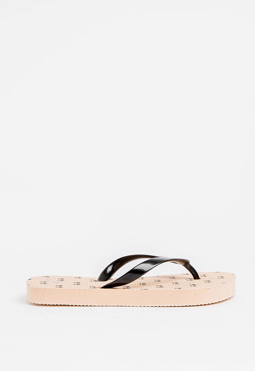 Pop Candy - Printed flip flops - beige & black 