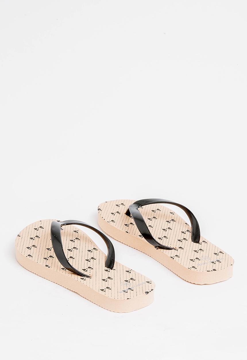 Pop Candy - Printed flip flops - beige & black 