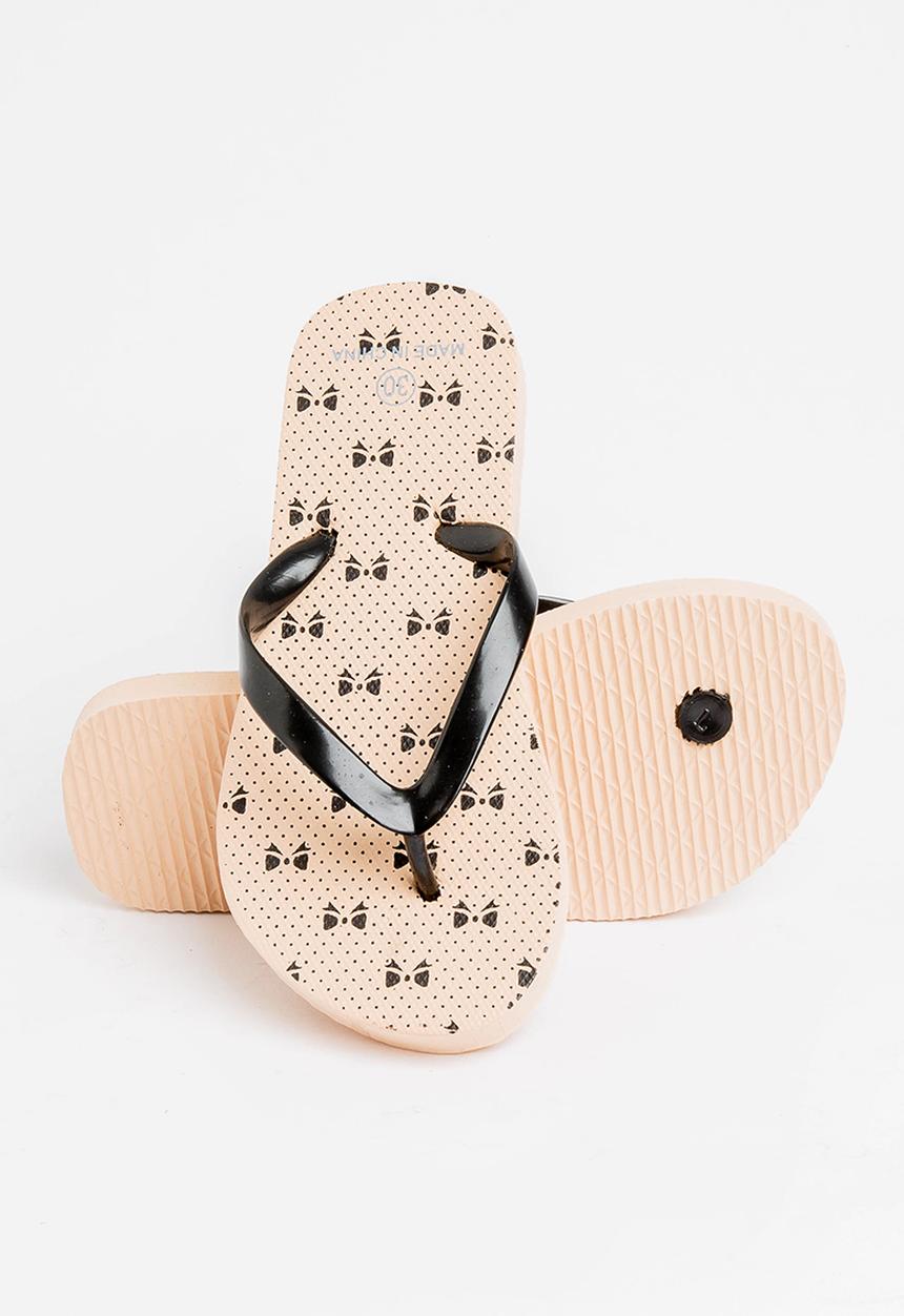 Pop Candy - Printed flip flops - beige & black 