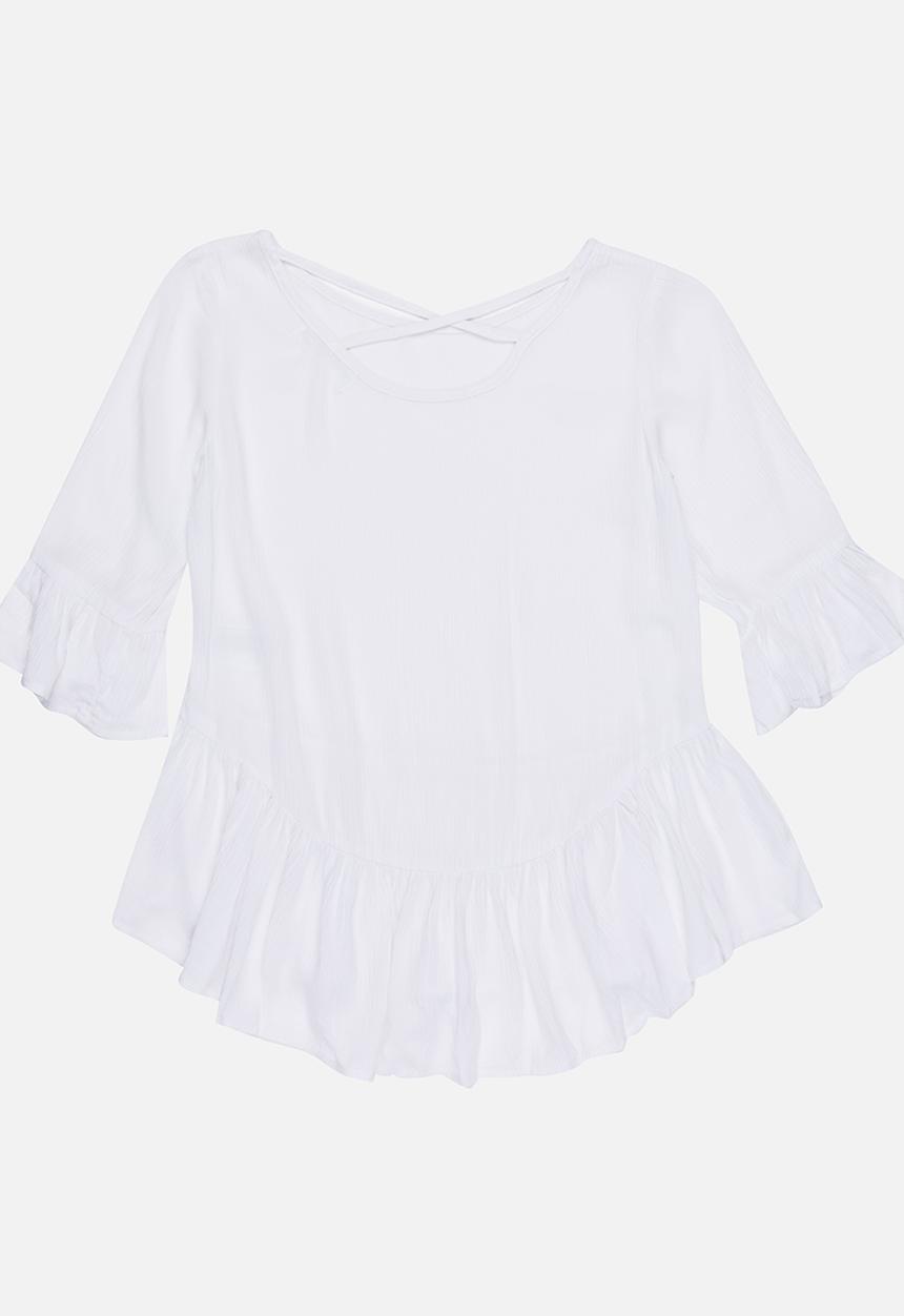 MINOTI - Rebel Woven Frill detail Top Off White