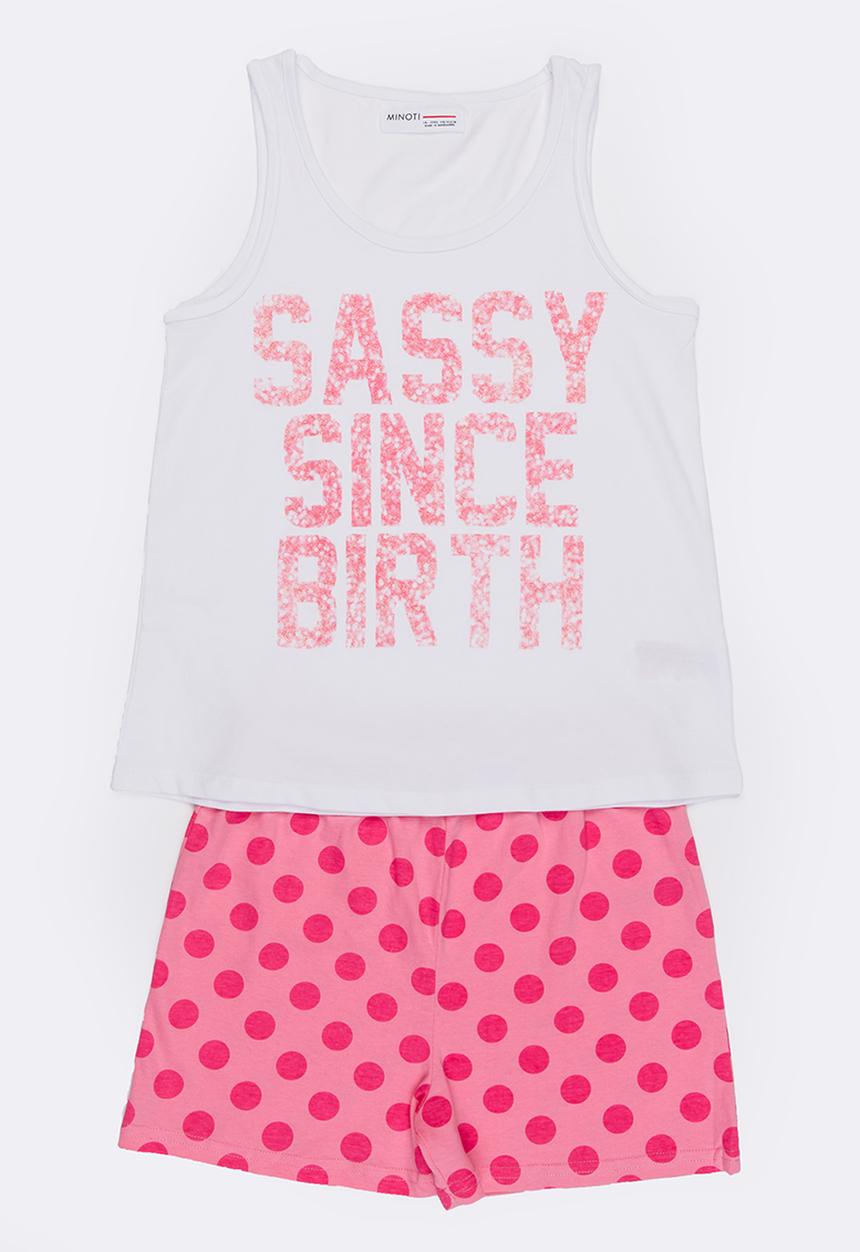 MINOTI - Yawn Printed 2 Piece PJ Set Dark Pink
