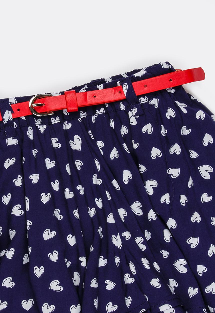 MINOTI - Rebel AOP Culottes with PU Belt Navy
