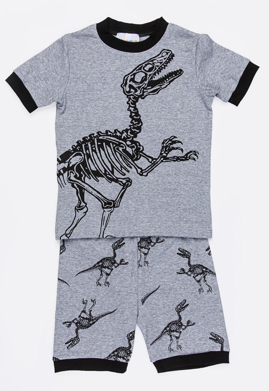 Pop Candy - Short Sleeve Printed Pj Set - grey melange 