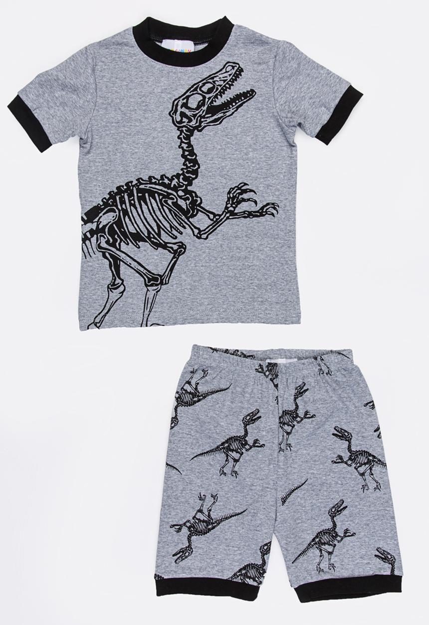 Pop Candy - Short Sleeve Printed Pj Set - grey melange 