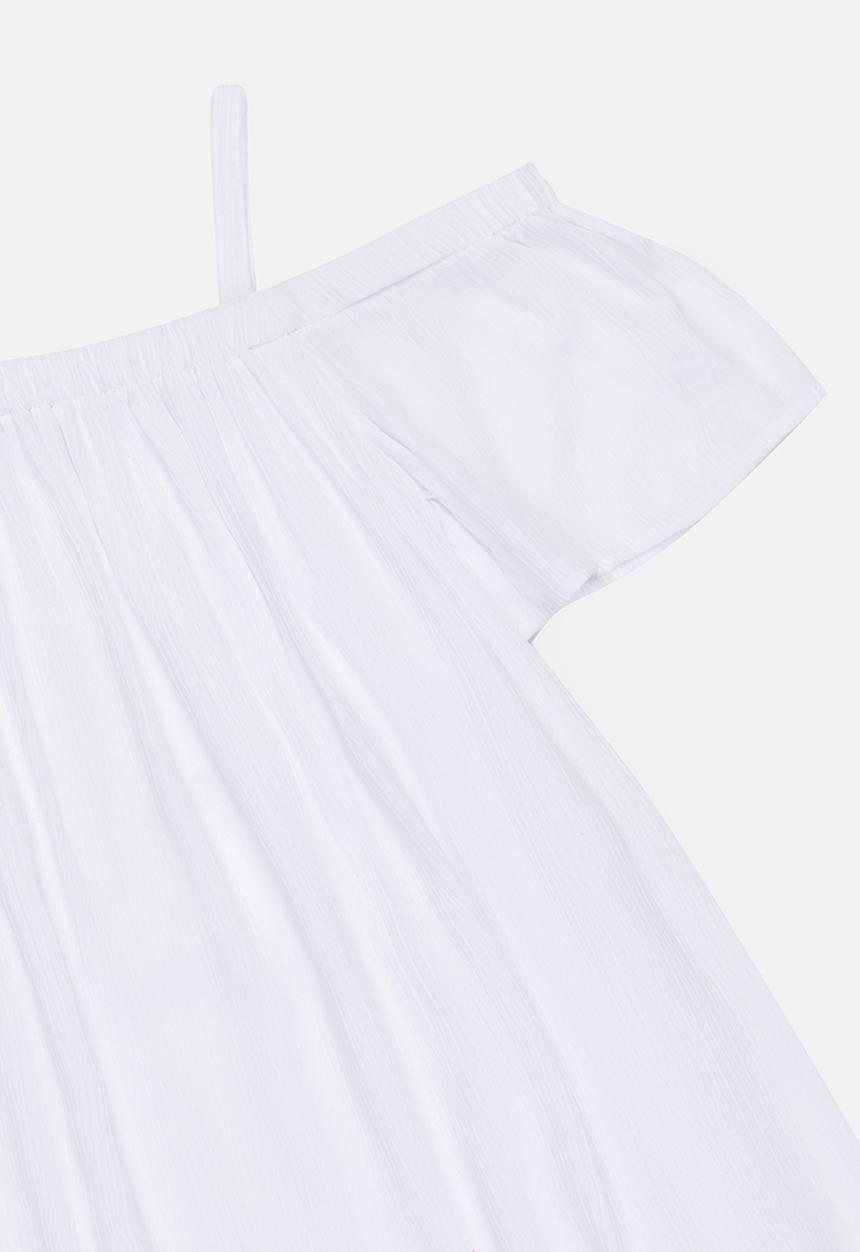 MINOTI - Glasto Cold Shoulder Woven Crape Dress White