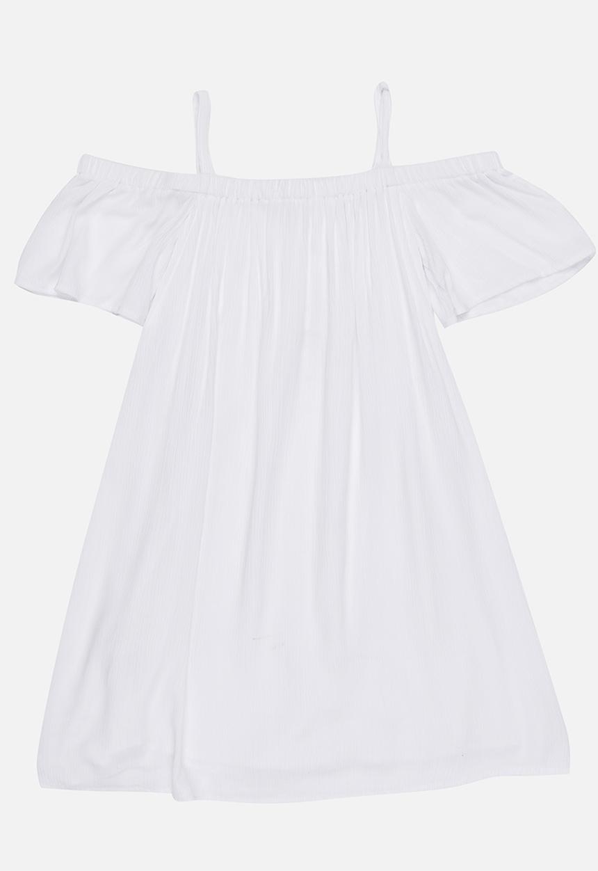 MINOTI - Glasto Cold Shoulder Woven Crape Dress White