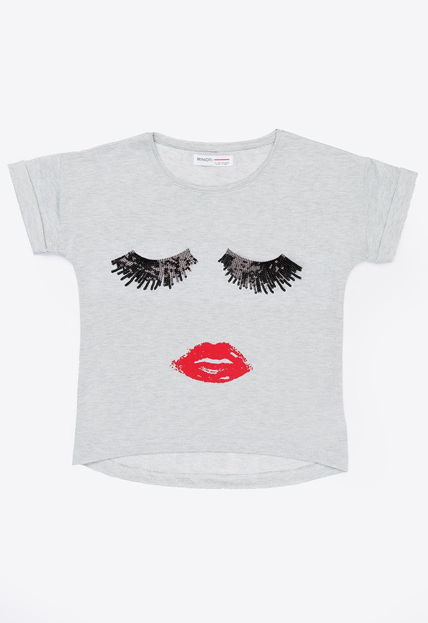 MINOTI - Rebel Lurex Printed Top Grey