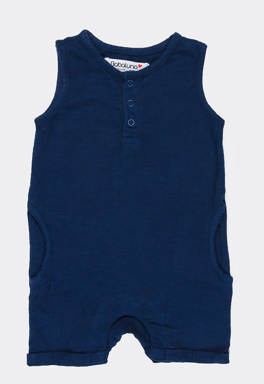 MINOTI - Holiday Slub Short Leg Romper Dark Blue