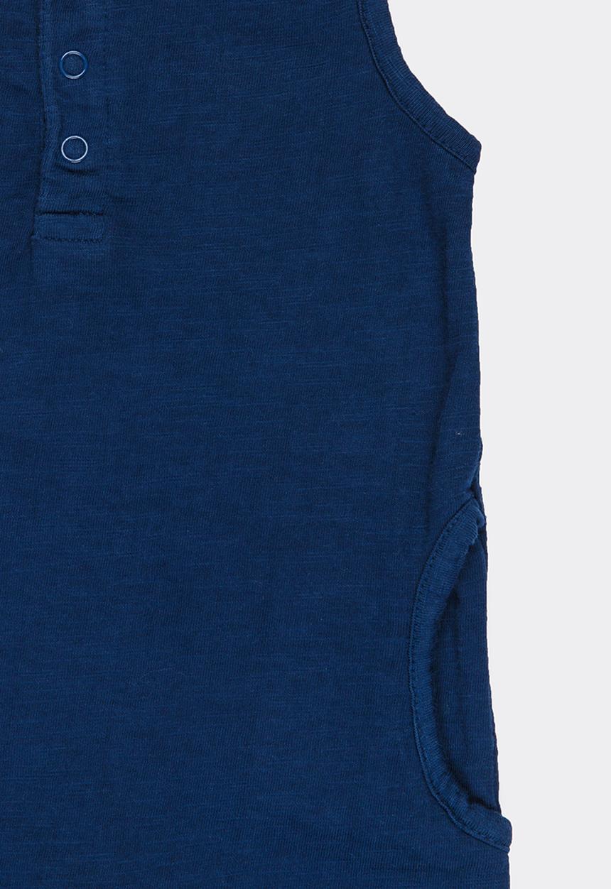 MINOTI - Holiday Slub Short Leg Romper Dark Blue