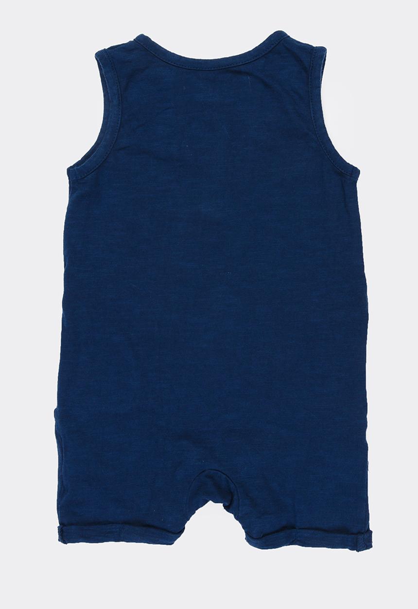 MINOTI - Holiday Slub Short Leg Romper Dark Blue