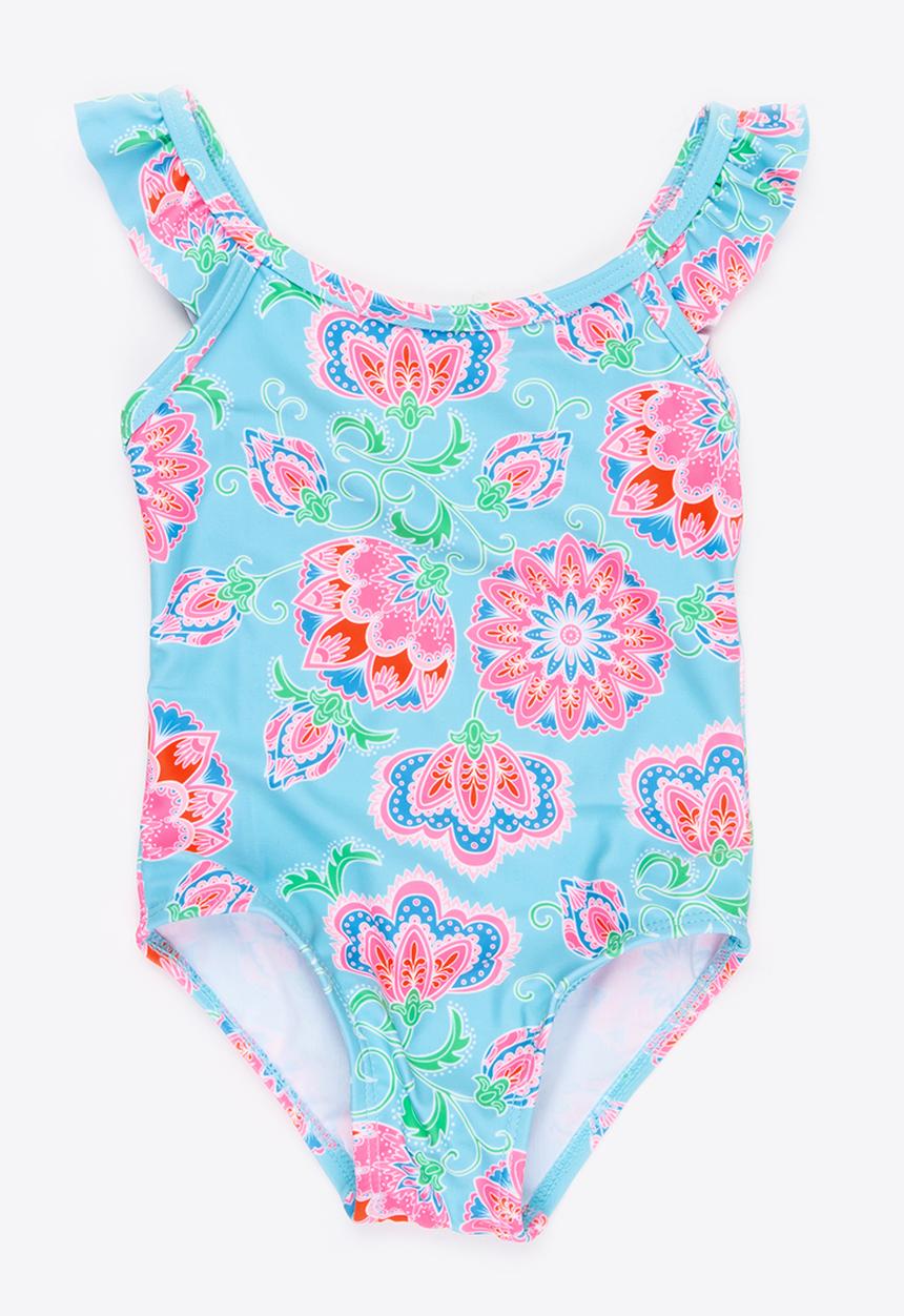 MINOTI - 1 Piece AOP Swimsuit with Frill detail Multi-colour