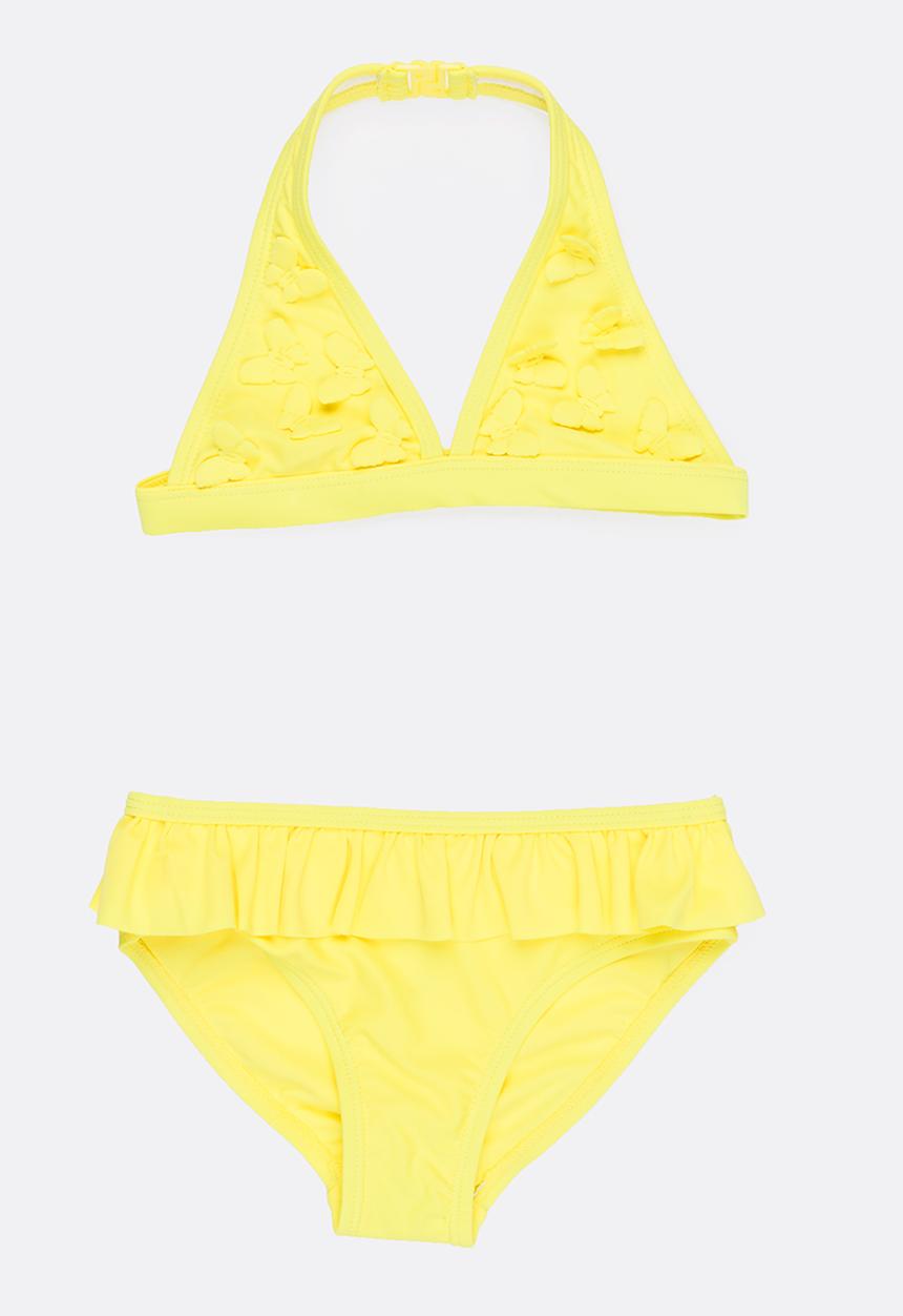 MINOTI - Bikini 2 Piece Halterneck Butterfly Applique Set Yellow