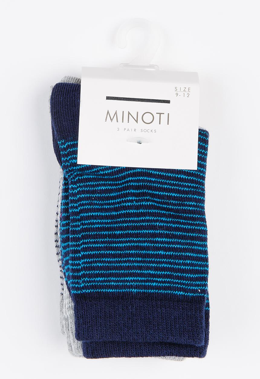 MINOTI - 3 Pack Stripe Ankle Socks Multi-colour
