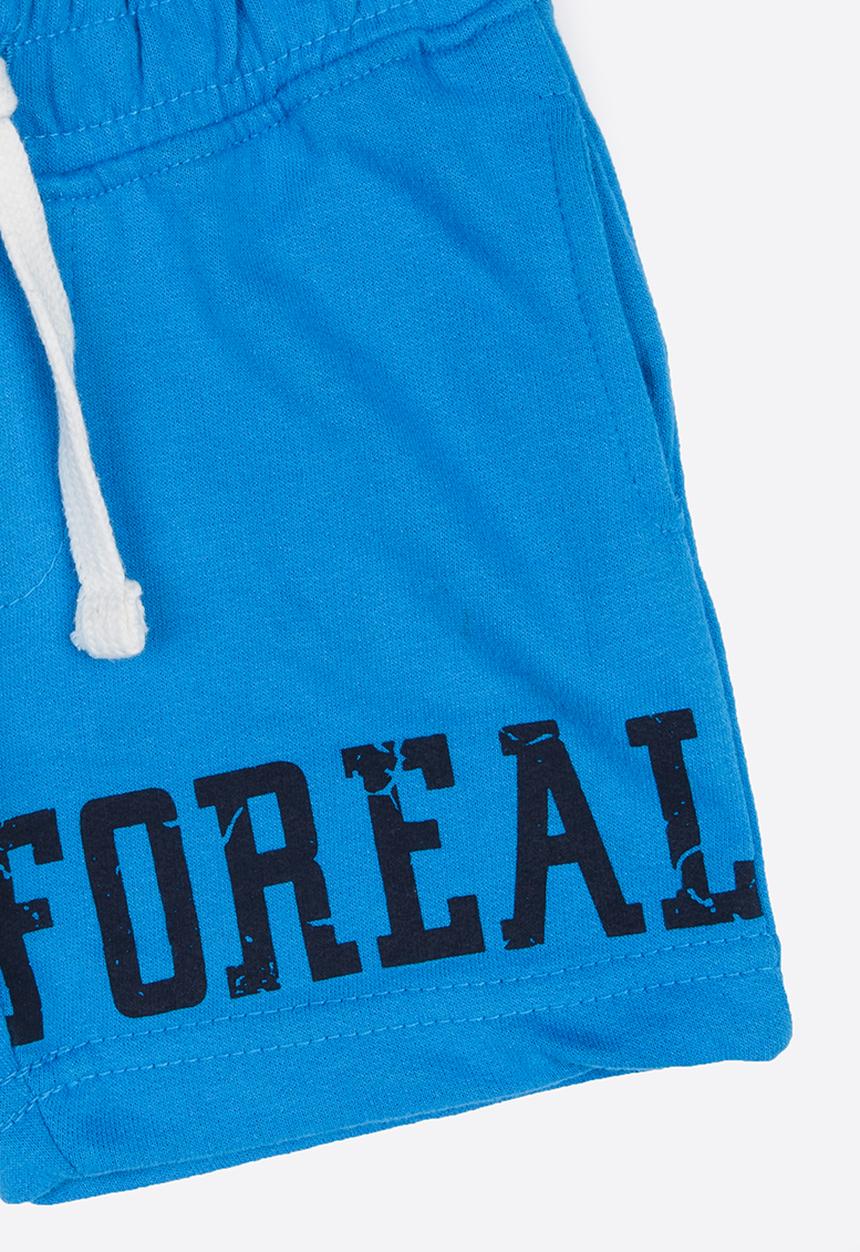 MINOTI - For real slogan fleece shorts - blue