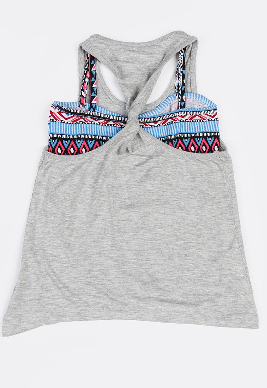 MINOTI - Glasto Slouchy Double Layered Vest & AOP Bandeau Grey