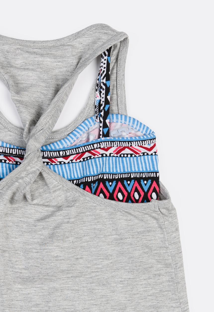 MINOTI - Glasto Slouchy Double Layered Vest & AOP Bandeau Grey