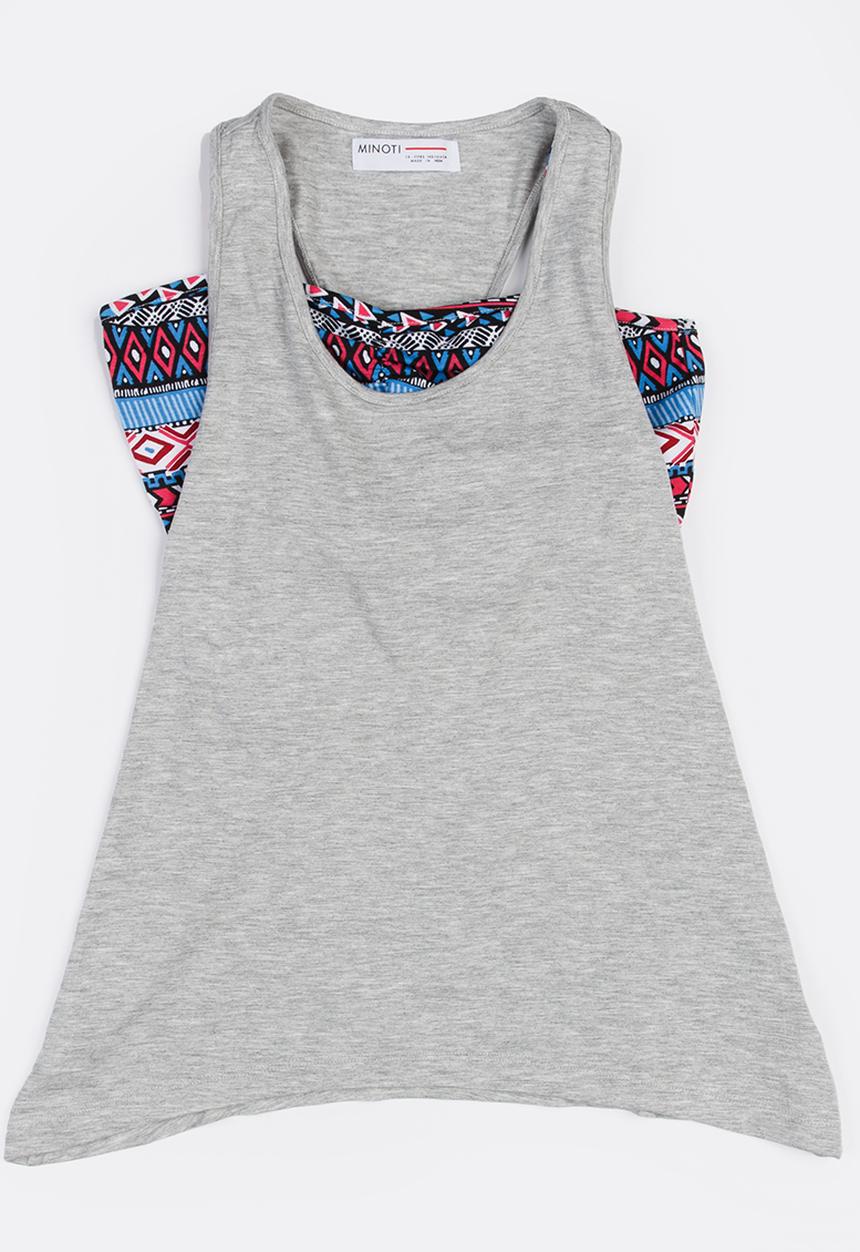 MINOTI - Glasto Slouchy Double Layered Vest & AOP Bandeau Grey