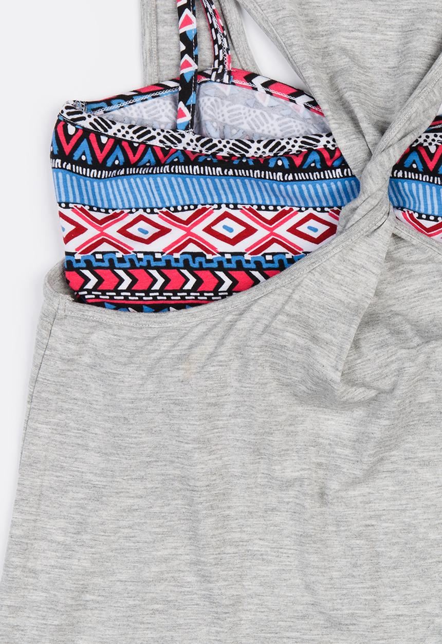 MINOTI - Glasto Slouchy Double Layered Vest & AOP Bandeau Grey